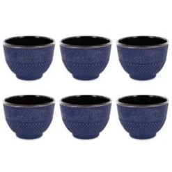 Aromandise Tasse En Fonte De Chine Bleu Et Bronze 15cl - Lot De 6