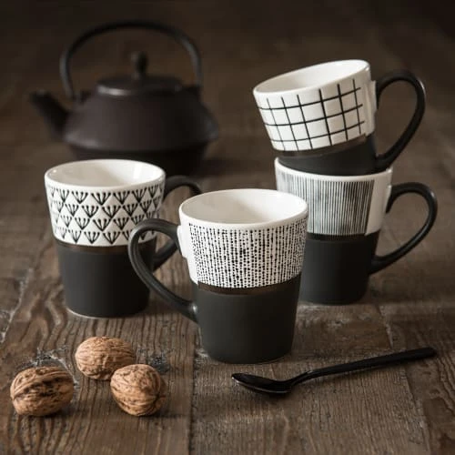 Maisons Du Monde Tasse En Grès Blanc Et Noir Motifs à Rayures - Lot De 3 5 Maisons Du Monde Tasse En Grès Blanc Et Noir Motifs à Rayures - Lot De 3 – Image 3
