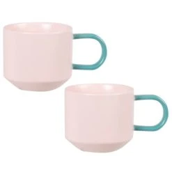 Maisons Du Monde Tasse En Grès Rose Et Bleue - Lot De 2