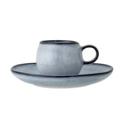 Bloomingville Tasse Espresso Avec Soucoupe Bleue En Grès