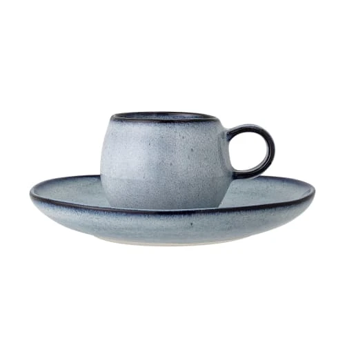 Bloomingville Tasse Espresso Avec Soucoupe Bleue En Grès 3 Bloomingville Tasse Espresso Avec Soucoupe Bleue En Grès