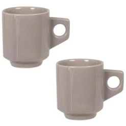 Maisons Du Monde Tasse Géométrique En Grès Gris Clair - Lot De 2 -Boutique Cristal d'Arques tasse geometrique en gres gris clair lubya 1000 6 22 227449 2