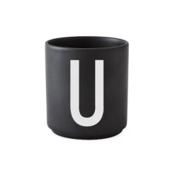 Tasse Noire Design Letters Porcelaine Noir