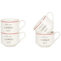 Maisons Du Monde Tasses à Café Lungo En Porcelaine Blanche Et Rouge (x4) Et Support En Métal Noir -Boutique Cristal d'Arques tasses a cafe lungo en porcelaine blanche et rouge x4 et support en metal noir 1000 3 28 231883 2