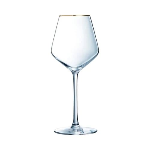 Cristal D'Arques Verre à Pied Universal Bord Or 38cl - Lot De 4 3 Cristal D'Arques Verre à Pied Universal Bord Or 38cl - Lot De 4