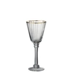 Wadiga Verre à Vin En Verre Transparent Et Liseré Doré 20cl