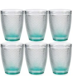 Wadiga Verres à Eau Fond Turquoise 30cl - Lot De 6